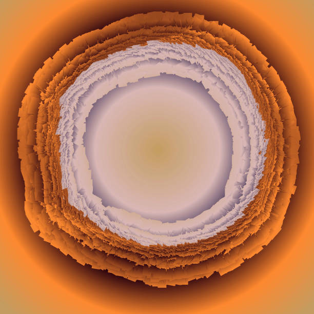istock White sphere in orange background. Paper cut with ragged and torn edges 1337903374