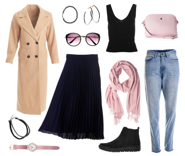 istock Collection of stylish outfit on white background 1337905034