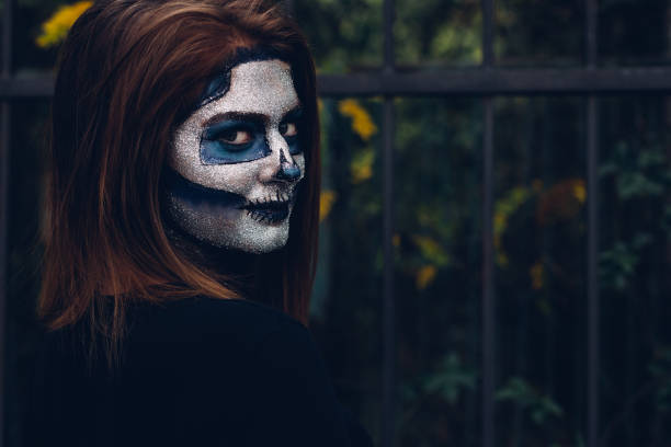 istock Woman In Skeleton Costume 1337907196
