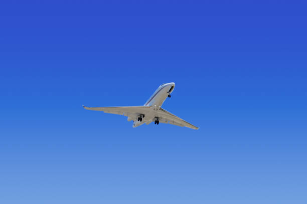 istock Private jet airplane coming in for a landing 1337911081