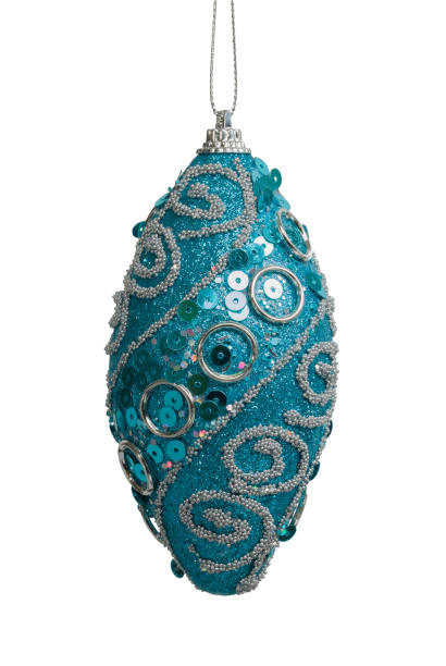 istock Blue hanging ball for christmas tree, isolated on white 1337914756