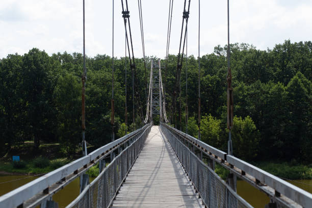 istock Pedestrian suspension bridge over river Neman 1337917400