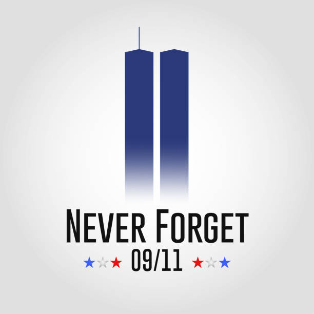 ilustraciones, imágenes clip art, dibujos animados e iconos de stock de vector twin towers world trade center - homenaje al 9/11 - never forget - never