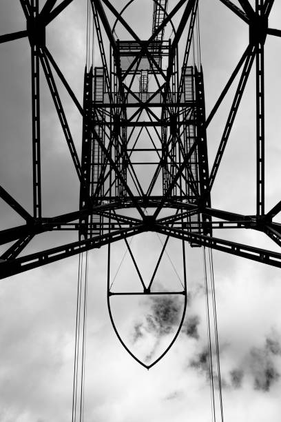 2021 07 10 san martino di castrozza pylon of the cable car 2 - overhead cable car dolomites italy snow imagens e fotografias de stock