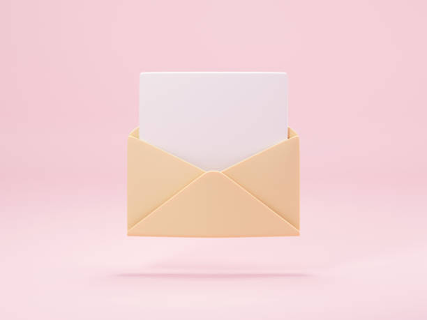 istock Opened mail envelope with paper inside isolated on pastel pink background. 3d render of new e-mail message notice icon. Concept of subscription to newsletter. 3d rendering illustration 1337923442