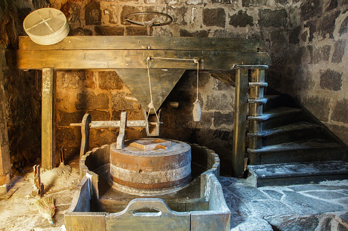 Ancient Turkish water mill for grinding, flour grinding device, Rize, Turkey