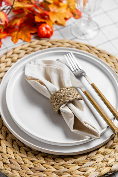 istock Autumn Holiday Thanksgiving table setting for one person 1337927432