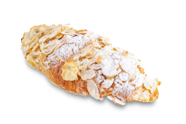 istock Croissant with almond nuts on a white isolated background 1337927613