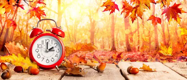 Clock Alarm And  In Fall - Return To Winter Time - Daylight Savings End