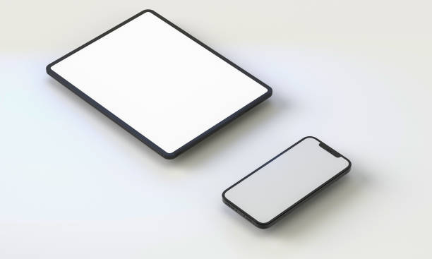 istock 3d render illustration generic phone mock up in a white design high key and tablet 1337933823