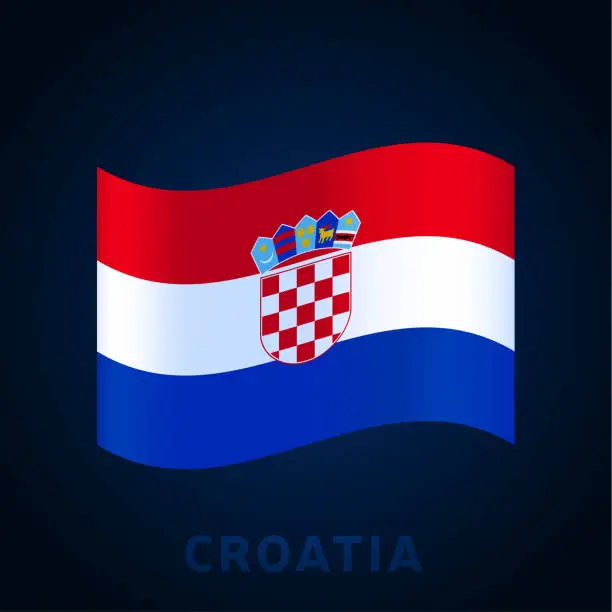 Vector illustration of croatia wave vector flag. Waving national Official colors and proportion of flag. Vector illustration.