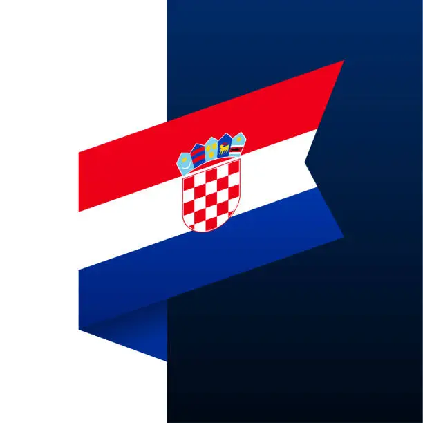 Vector illustration of croatia corner flag icon. national emblem in origami style. Paper cutting Corner Vector illustration.