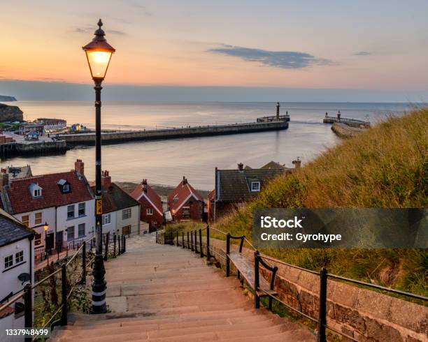 Whitby From The 199 Steps Stock Photo - Download Image Now - Steps, Whitby - North Yorkshire - England, Staircase