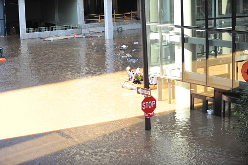 Hurricane Ida caused historic levels o floods in Center City Philadelphia. Pictures show overflow of Schuylkill River by River Walk residential complex and Giant supermarket, which took place on September 2, 2021