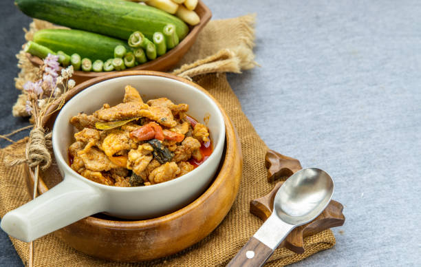 istock Panaeng Curry with Pork menu with Coconut milk Served with vegetable. 1337956167