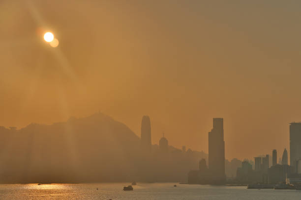 istock 27 Dec 2020 skyline with sunset at Victoria Harbour, hk 1337956848