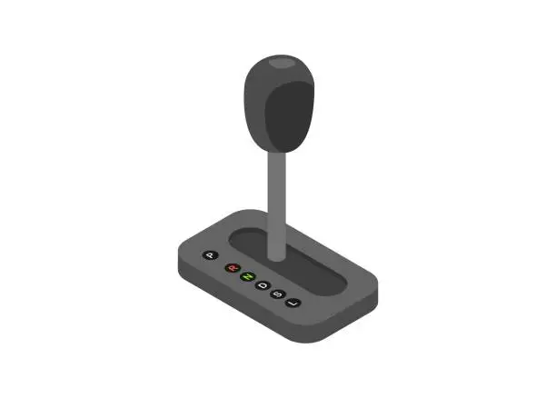 Vector illustration of Automatic car gear lever in isometric view. Simple flat illustration
