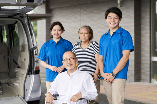 istock Wheelchair-riding elderly and caregivers 1337987728