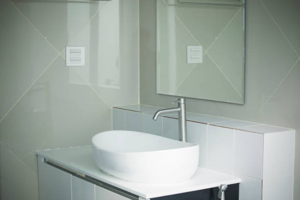 istock Interior of bathroom with sink basin, 1337992707