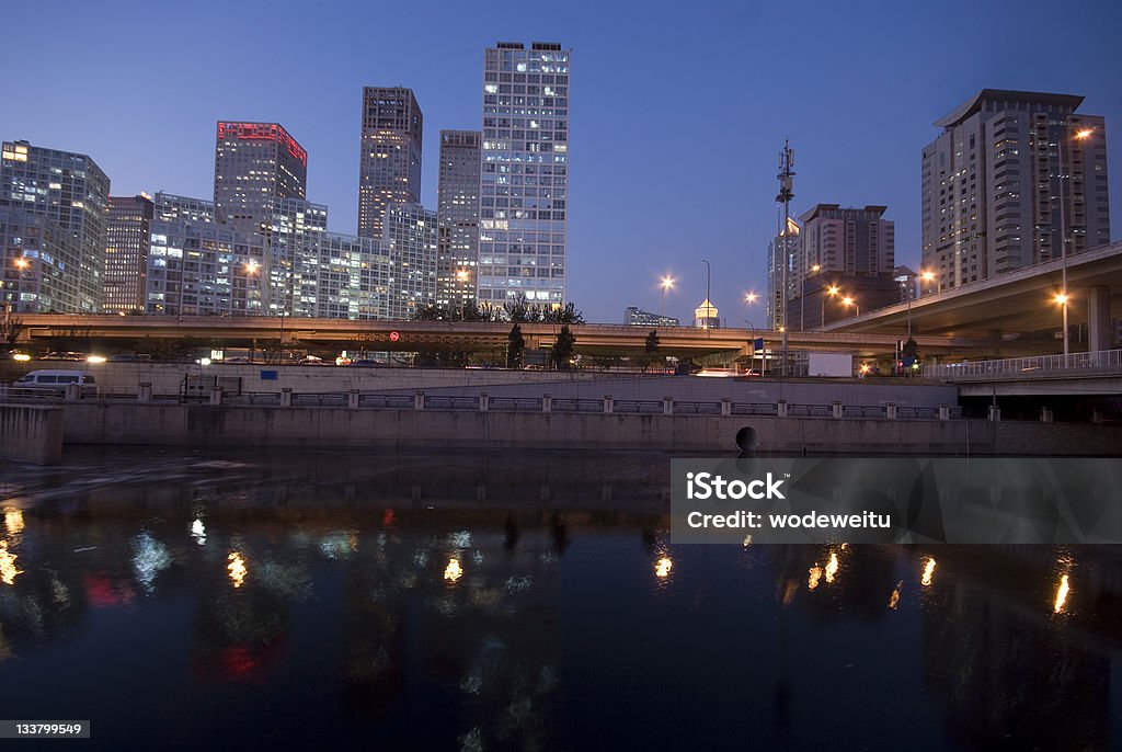 Beijing Central Business District skyline by night Beijing, China view of buildings of Beijing Central Business District (CBD) at sunset Beijing Stock Photo