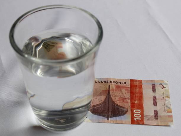 investimenti in acqua potabile con denaro norvegese - norwegian coin foto e immagini stock