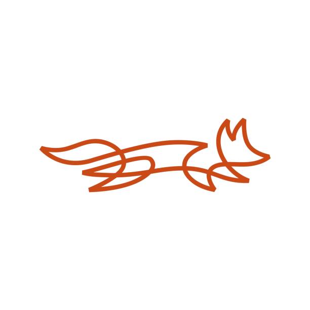 bildbanksillustrationer, clip art samt tecknat material och ikoner med jumping fox quick brown line outline monoline vector icon illustration - red fox snow