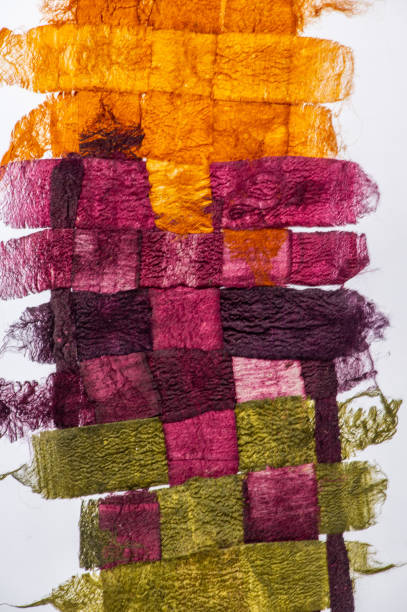 Close up of colourful, hand woven silk fabric