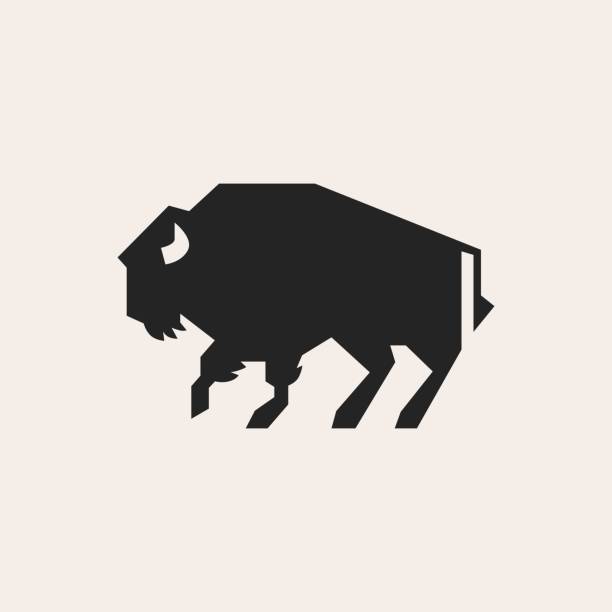 ilustrações de stock, clip art, desenhos animados e ícones de bison buffalo hipster vintage vector icon illustration - bisonte