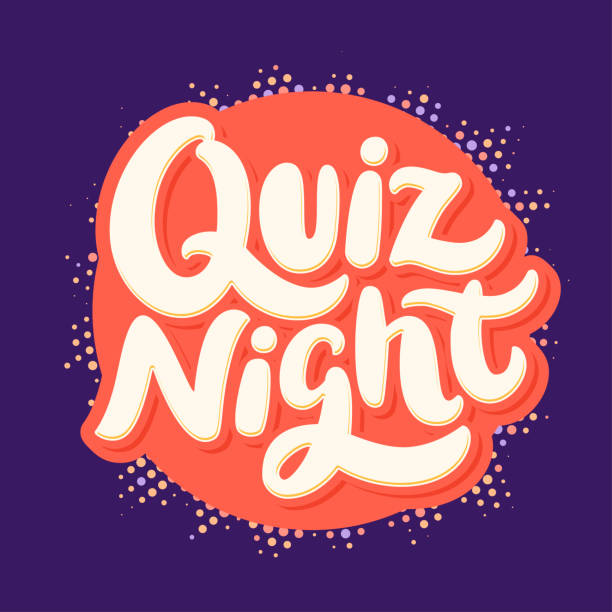 Quiz night. Vector lettering banner Quiz night. Vector hand-drawn lettering banner game show host stock illustrations