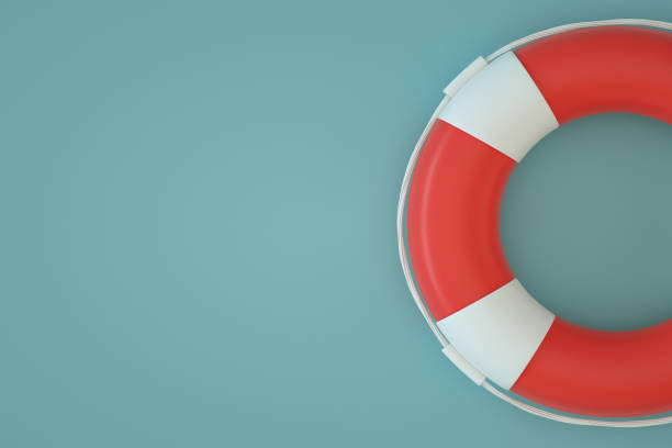 istock Lifebuoy on blue background 1338006329