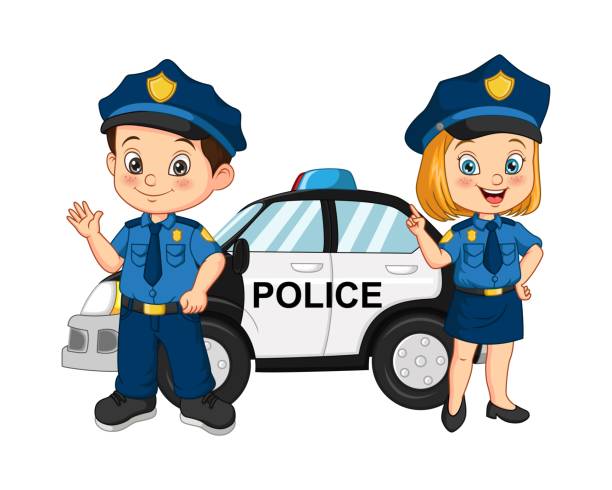 Feliz Oficial De Policía En Uniforme Azul Vectores Libres de Derechos -  iStock