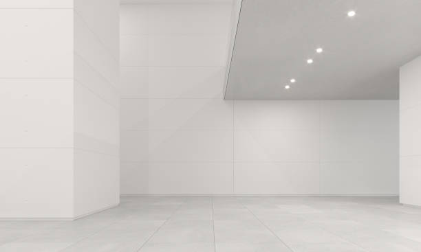 istock Empty art gallery with white walls 1338009940