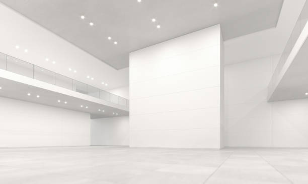 istock Large empty museum gallery with white walls 1338009982