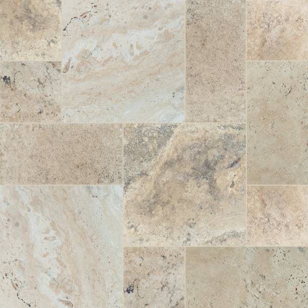 シームレスなトラバーチン石床タイルテクスチャ - tiled floor tile floor marble ストックフォトと画像