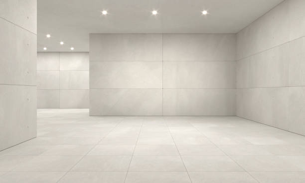 istock Front view of empty art gallery with blank walls 1338022271