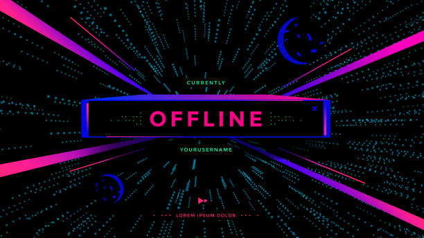 Offline screen video game streaming. Games channel Offline screen video game streaming. Games show channel page . Vector illustration. offline stock illustrations