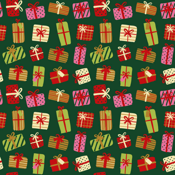 ilustrações de stock, clip art, desenhos animados e ícones de seamless background with christmas gift boxes. - abstract backgrounds bow greeting card
