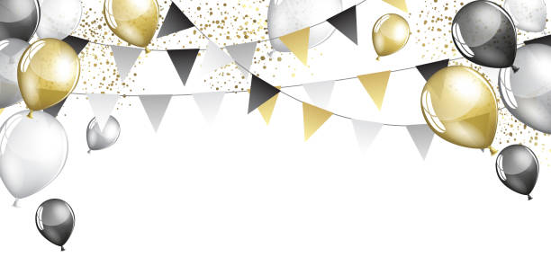hintergrund für festliche partyballons - birthday card birthday new years eve balloon stock-grafiken, -clipart, -cartoons und -symbole