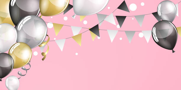 hintergrund für festliche partyballons - birthday card birthday new years eve balloon stock-grafiken, -clipart, -cartoons und -symbole