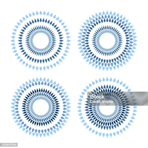 Rounded Blue Vector Pattern Set Of Abstract Geometric Circle Blue Patterns Round Design Elements ...