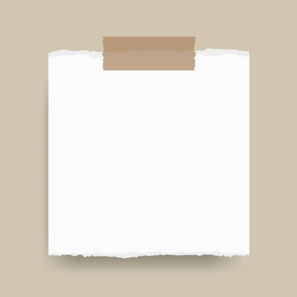 ilustraciones, imágenes clip art, dibujos animados e iconos de stock de nota papel de nota con cinta adhesiva. espacio de copia. ilustración vectorial - torn paper