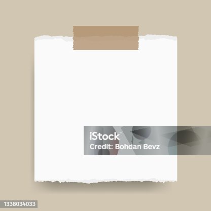 istock Note memo paper with adhesive tape. Copy space. Vector illustration 1338034033