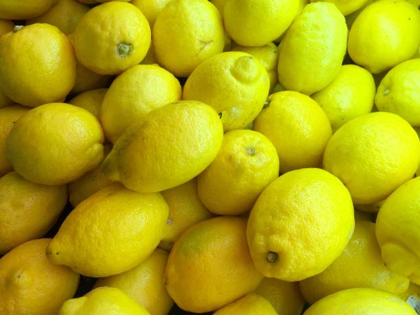 istock Pile of fresh yellow lemons oval in shape. 1338035451