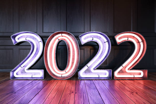 istock 2022 Neon Sign Against Black Wall 1338043915