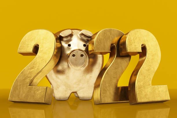 istock Golden Piggy Bank with 2022 1338044018