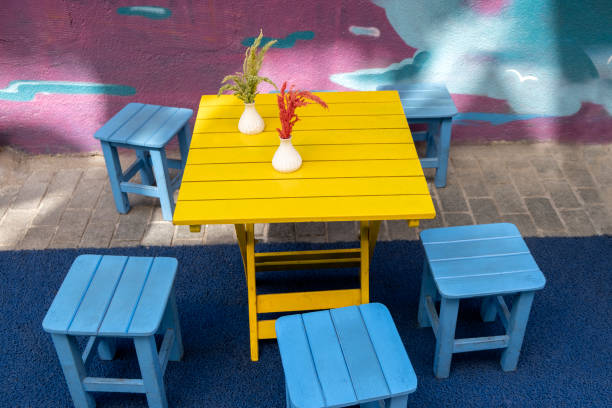 istock A Cute Yellow Table On The Street 1338045620