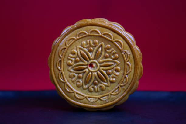 istock Chinese Moon Cake on Red Background 1338049093