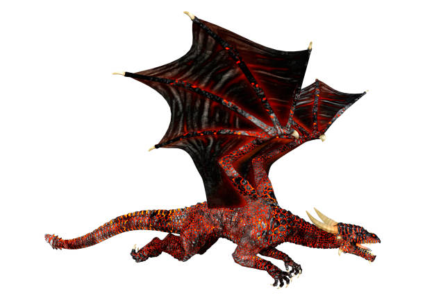istock 3D illustration fantasy dragon on white 1338049231