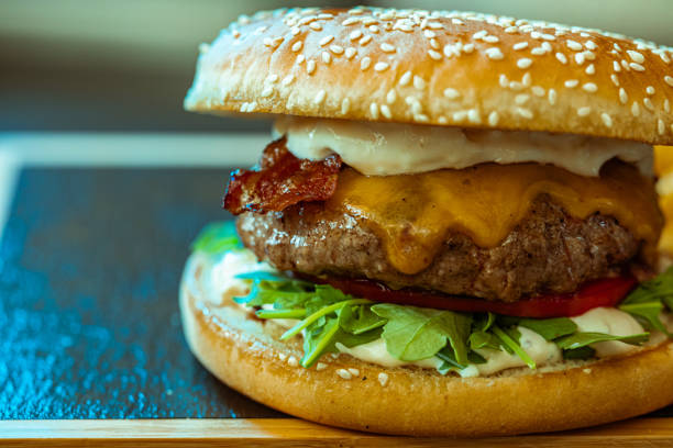 istock Delicious burger on plate 1338049316