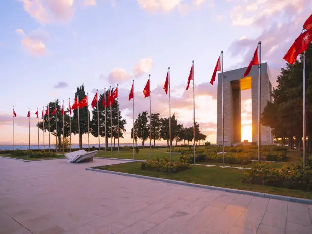 Canakkale, Turkey - November 20, 2020. Relief at Çanakkale Martyrs' Memorial in Turkey. The memorial is located at Seddülbahir region of Canakkale province